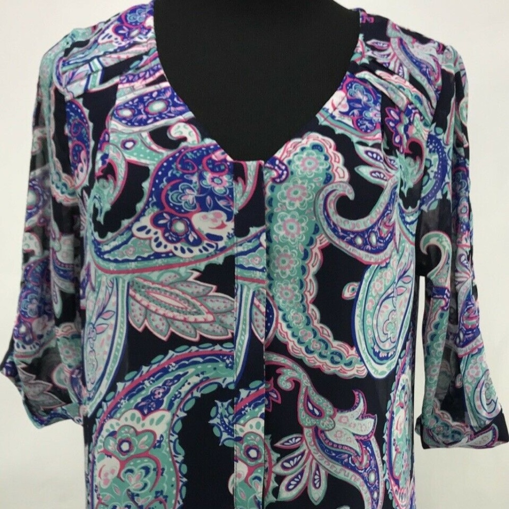 Skies Are Blue Anthropologie Sheer Blouse Floral S